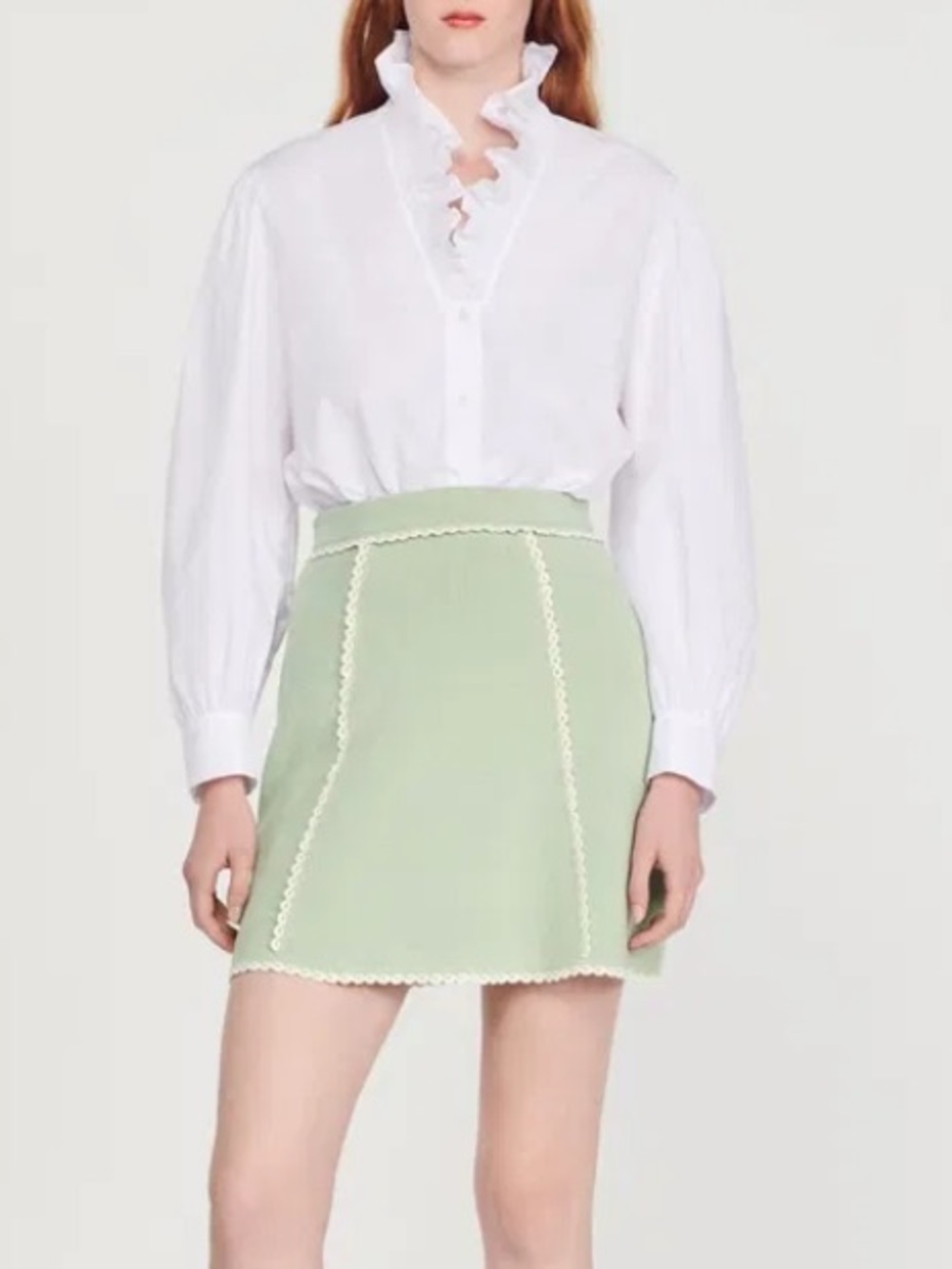 SANDRO A-Line Knit Skirt in Vert L’eau sz S or FR 36